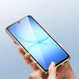 Carcasă pentru Samsung Galaxy A17 5G, Magnetic Dual Glass, transparentă cu laturi aurii