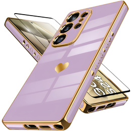 Husă pentru Samsung Galaxy S24 Ultra, Electro heart, violet + Sticlă ceramică Full Glue
