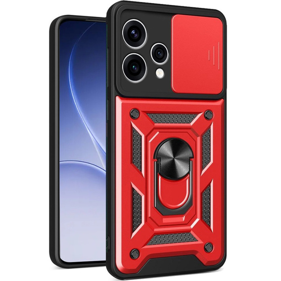Husă blindată CamShield Slide cu capac pentru cameră și inel pentru Oppo Reno 15, roșu
