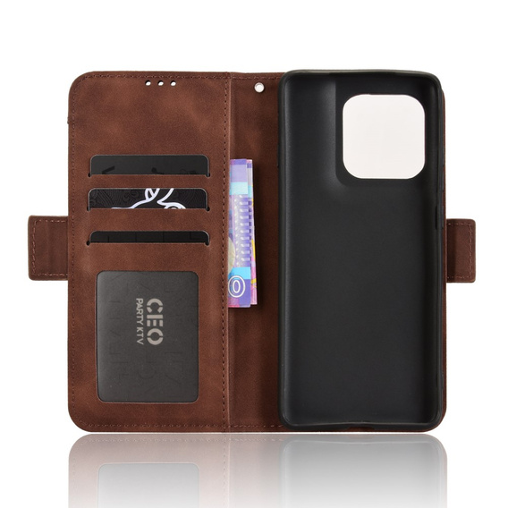 Cu clapetă pentru Motorola Edge 60 / 60 Fusion, Card Slot, maro