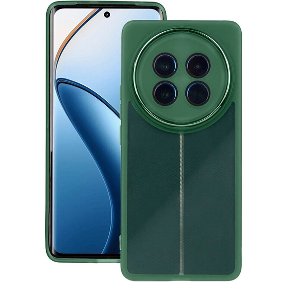 Husă din silicon pentru Realme 12, cu protecție pentru cameră, transparent / verde