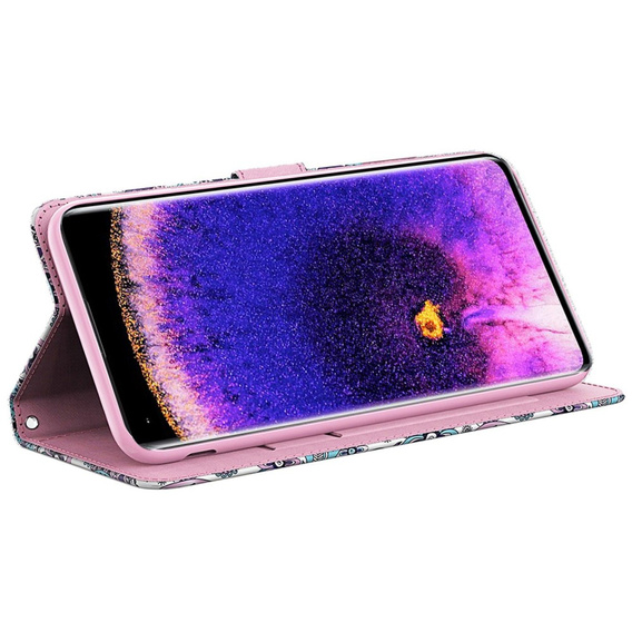 Cu clapetă pentru Oppo A17, Light Spots Decor, violet