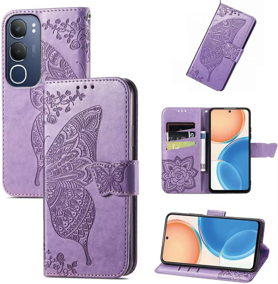 Cu clapetă pentru Vivo Y19s, Butterfly, violet