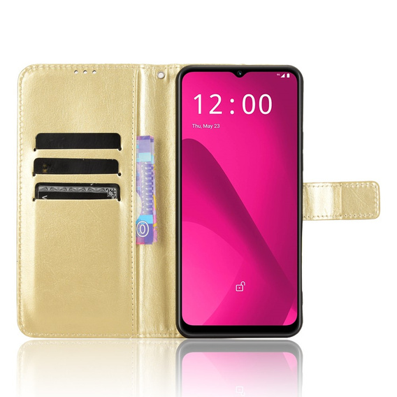 Cu clapetă pentru T Phone 2 5G, Crazy Horse Wallet, de aur