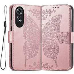 Cu clapetă pentru Oppo A60, Butterfly, roz rose gold