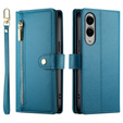 Cu clapetă pentru Samsung Galaxy S25 Edge, Wallet Zipper Pocket, albastru