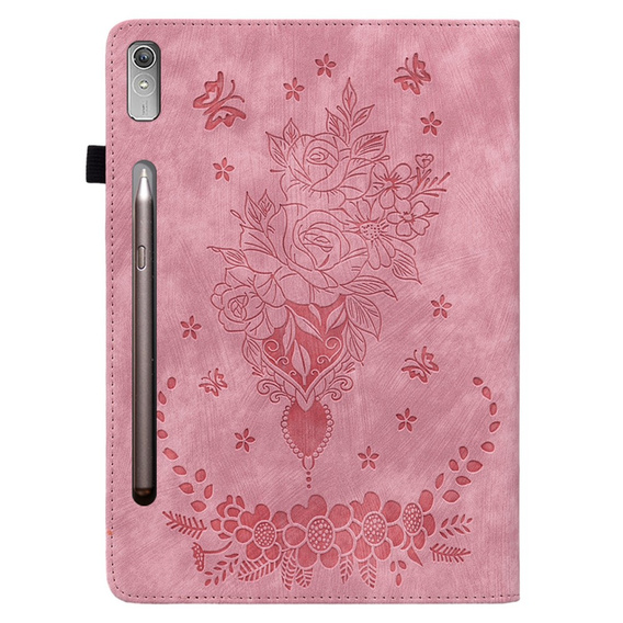 Husă cu clapetă pentru Lenovo Tab P12, flower, roz deschis