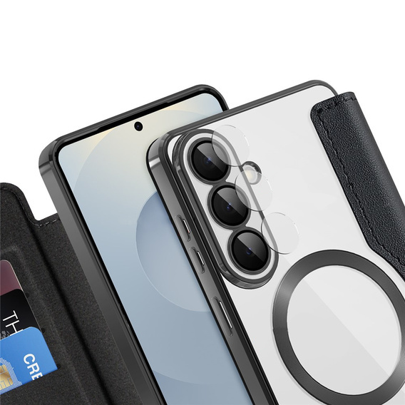 Husă RFID Wallet MagSafe Flip cu protecție pentru cameră pentru Samsung Galaxy S26 Plus, negru