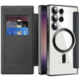 Cu clapetă pentru Samsung Galaxy S24 Ultra, RFID Wallet MagSafe CamShield, negru