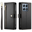 Cu clapetă pentru Xiaomi 14T Pro, Wallet Zipper Pocket, negru