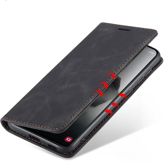 Husă pentru Samsung Galaxy A55, ERBORD Vintage, negru + Sticlă pentru ecran