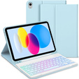 Husă cu tastatură bluetooth iluminată pentru iPad 10.9 2022 (10 gen.), albastru