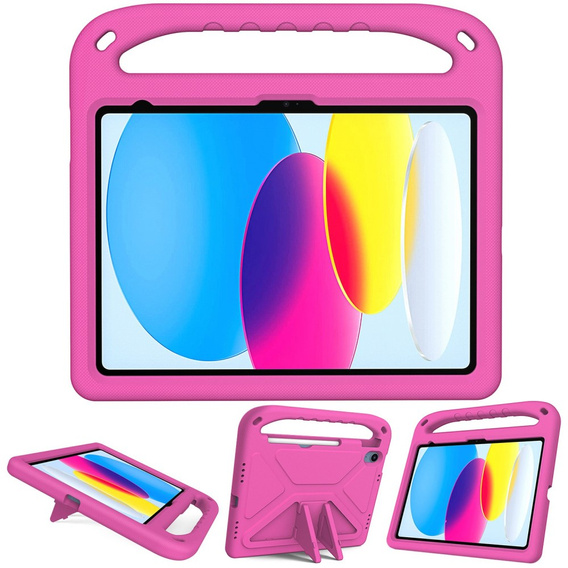 Husă pentru copii pentru iPad 11" 2025 A16 (11 gen.) / iPad 10.9" 2022 (10 gen.), cu mâner, roz