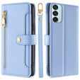 Cu clapetă pentru Samsung Galaxy M15 5G, Wallet Zipper Pocket, albastru