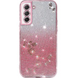 Husă pentru Samsung Galaxy S21 FE, Glitter Flower, roz rose gold