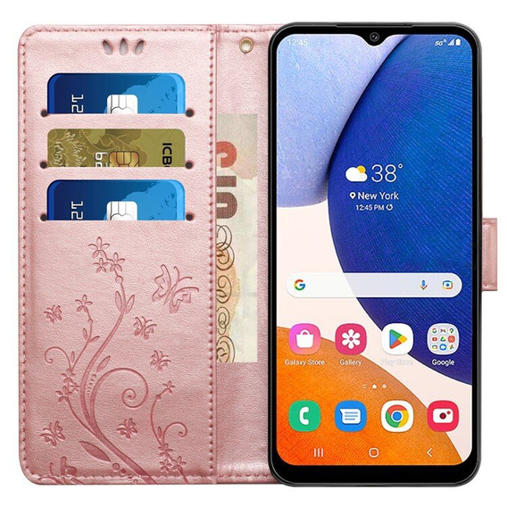 Cu clapetă pentru Samsung Galaxy A55 5G, Wallet, Butterfly, violet
