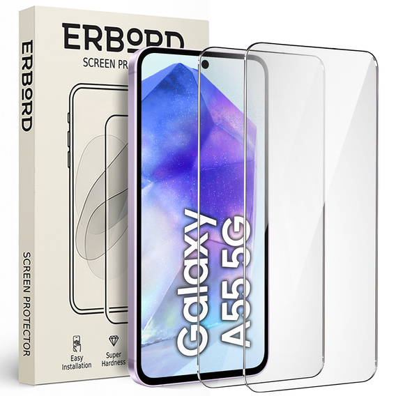 2x sticlă călită ERBORD 9H Hard Glass pe ecran pentru Samsung Galaxy A55 5G