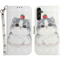 Cu clapetă pentru Samsung Galaxy A14 4G/5G, Wallet, Cat, gri
