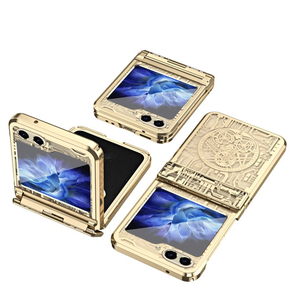 Husă pentru Samsung Galaxy Z Flip7 FE / Z Flip6, Mechanical Legend, de aur