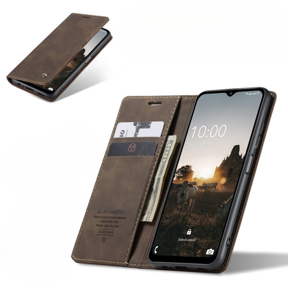 Husa CASEME pentru Samsung Galaxy M33 5G, Leather Wallet Case, maro