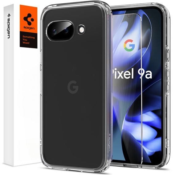 Carcasa Spigen pentru Google Pixel 9A, Ultra Hybrid, transparentă + sticlă temperată 9H
