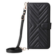 Carcasă cu clapetă pentru Samsung Galaxy S25 Edge, Crossbody Leather Wallet, negru
