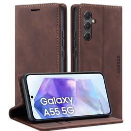 Husă pentru Samsung Galaxy A55, ERBORD Vintage, cafea + Sticlă pentru ecran