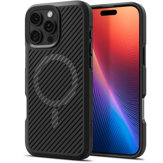 Carcasa Spigen pentru iPhone 16 Pro, Core Armor MagSafe, negru + 9H Tempered Glass