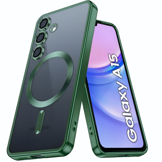 Husă pentru Samsung Galaxy A15 4G/5G, Electro MagSafe, verde + Sticlă pentru ecran