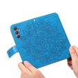 Cu clapetă pentru Samsung Galaxy M34 5G, Mandala Flower, albastru
