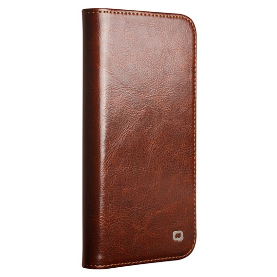 Carcasa flip pentru Iphone 16E, QIALINO Leather Wallet, maro