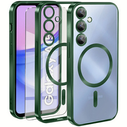 Husă pentru Samsung Galaxy A15 4G/5G, Electro MagSafe, verde + Sticlă pentru ecran