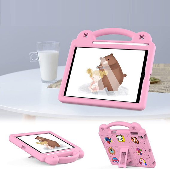 Husă pentru copii pentru iPad 9.7" 2018/2017 (6/5 gen.) / Pro 9.7" 2016, Cute Patterns, cu suport, roz