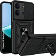 Carcasă blindată pentru Xiaomi Redmi 15C 4G/LTE, cu protecție pentru cameră, cu suport, negru
