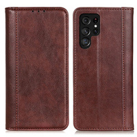 Huse pentru Samsung Galaxy S24 Ultra, Wallet Litchi Leather, maro