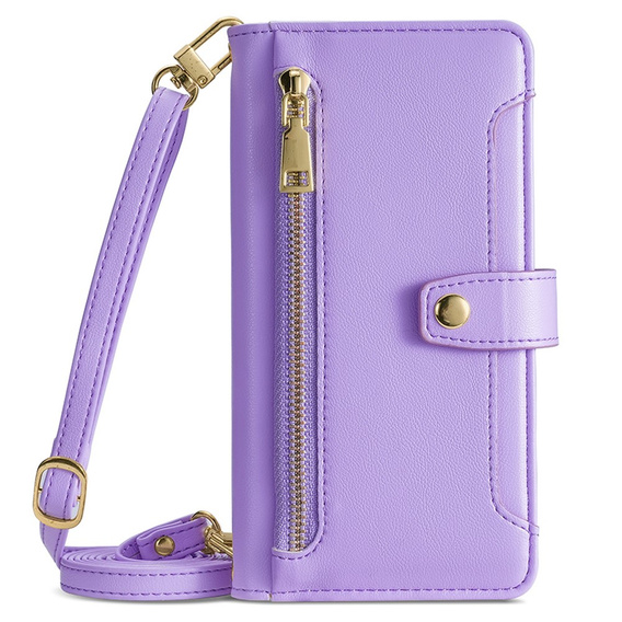 Cu clapetă pentru Motorola Edge 40 Neo, Wallet Zipper Pocket, violet