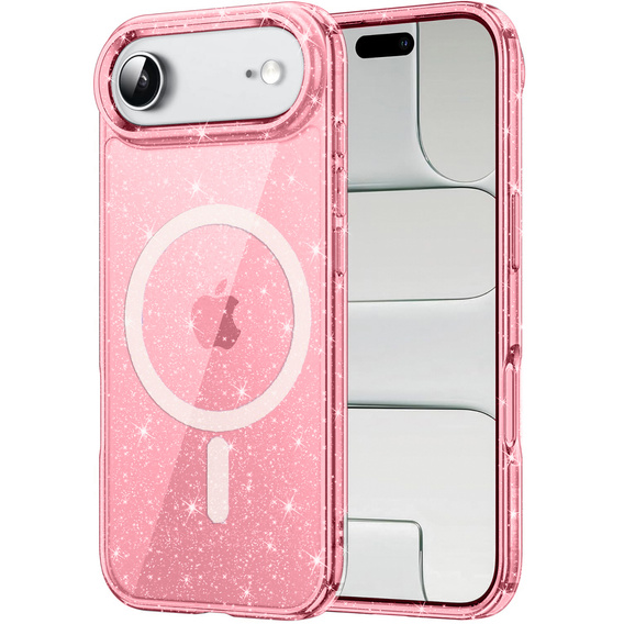 Husă pentru iPhone Air, pentru MagSafe, glitter, roz translucid