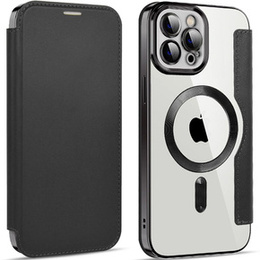 Cu clapetă pentru iPhone 11 Pro Max, RFID Wallet MagSafe CamShield, negru