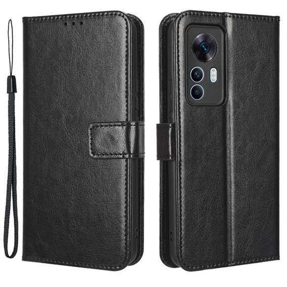 Cu clapetă pentru Xiaomi 12T, Crazy Horse Wallet, negru