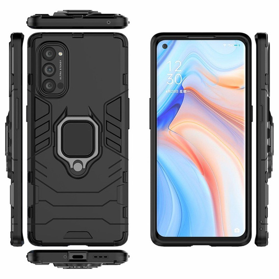 Huse pentru Oppo Reno 4 Pro 5G, Kickstand Ring, negru
