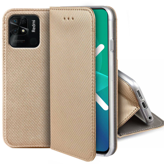 Cu clapetă pentru Xiaomi Redmi 10C, Wallet Smart Magnet, albastru