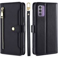 Cu clapetă pentru Nokia G42, Wallet Zipper Pocket, negru