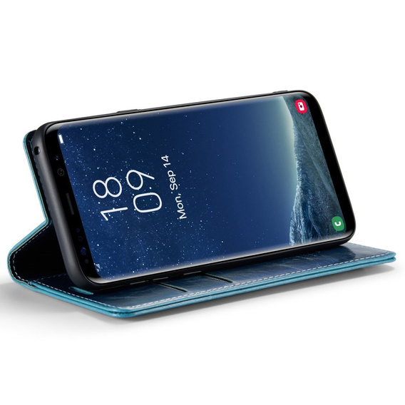 Carcasă flip CASEME pentru Samsung Galaxy S8, Waxy Textured, albastru