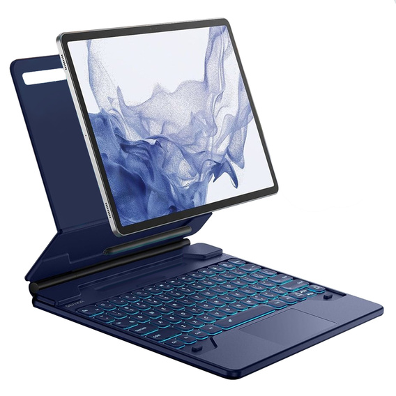 Husă tastatură pentru Samsung Galaxy Tab S10+/ S9+/ S8+/ S7+/ S7 FE, Dexnor Magnetic Keyboard Touchpad, albastru