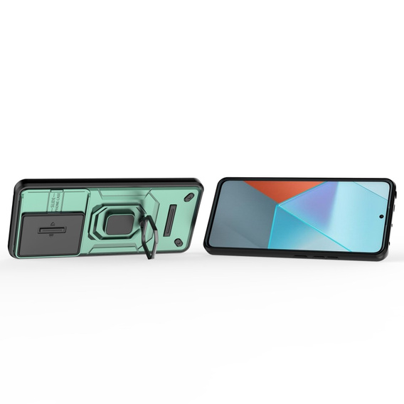 Husă pentru Xiaomi Redmi Note 13 Pro 5G, KickStand Camera Lens, verde