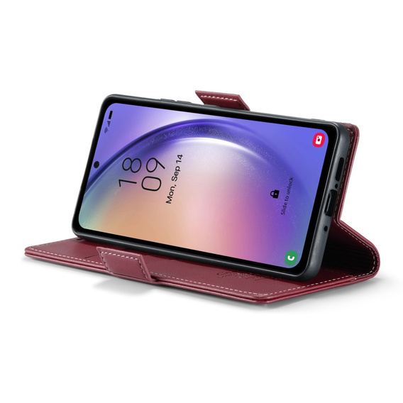 Husa cu clapetă CASEME pentru Samsung Galaxy A54 5G, Litchi Wallet, roșu