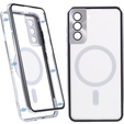 Carcasa Magnetic Dual Glass MagSafe pentru Samsung Galaxy S21+ Plus, de argint