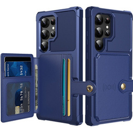 Husa pentru Samsung Galaxy S24 Ultra Card Holder Kickstand, Card Holder Kickstand, albastru
