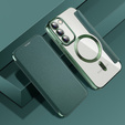 Cu clapetă pentru Samsung Galaxy S23, Wallet, MagSafe, verde