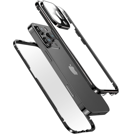 Husa pentru iPhone 16 Pro, Magnetic Dual Glass, negru